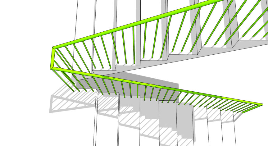 Stairway handrail continuity