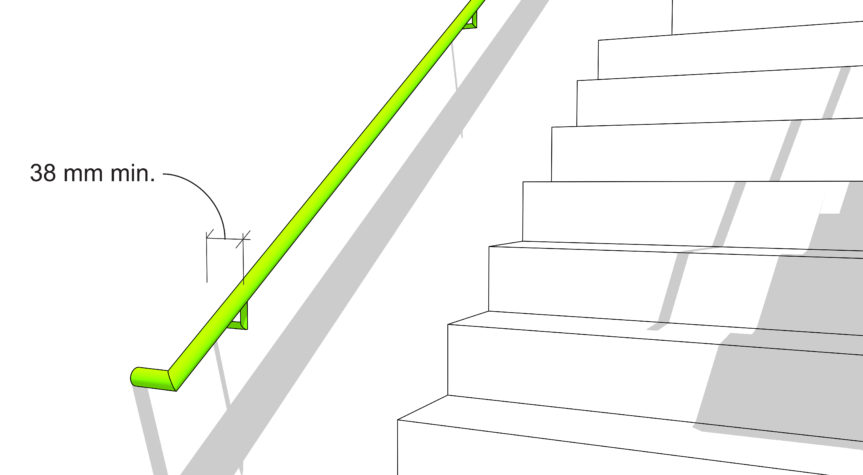 Stairway handrail clearance